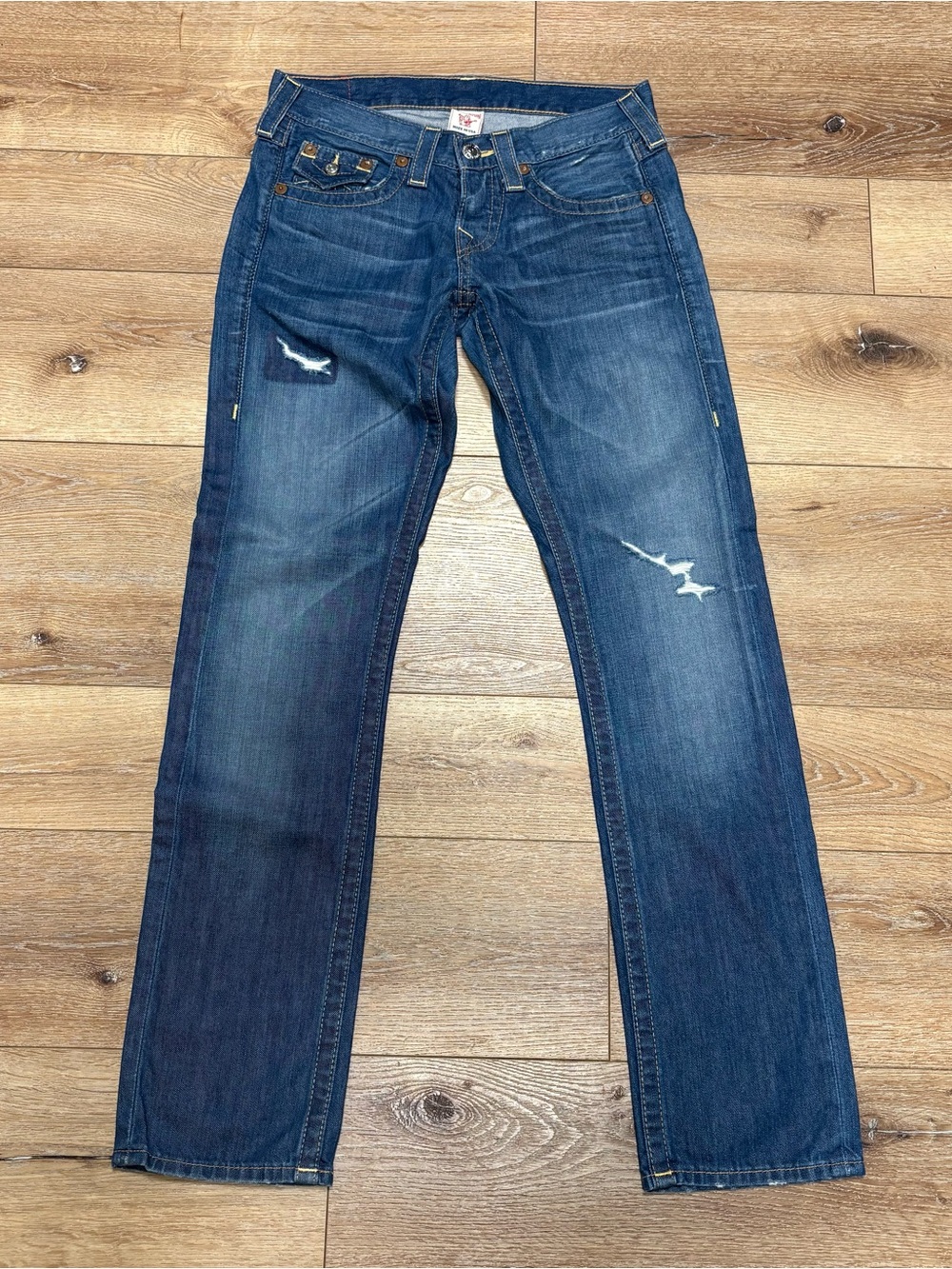 True Religion Jordan Jeans Women 25 Blue Medium Wash Straight Leg Button Fly USA
